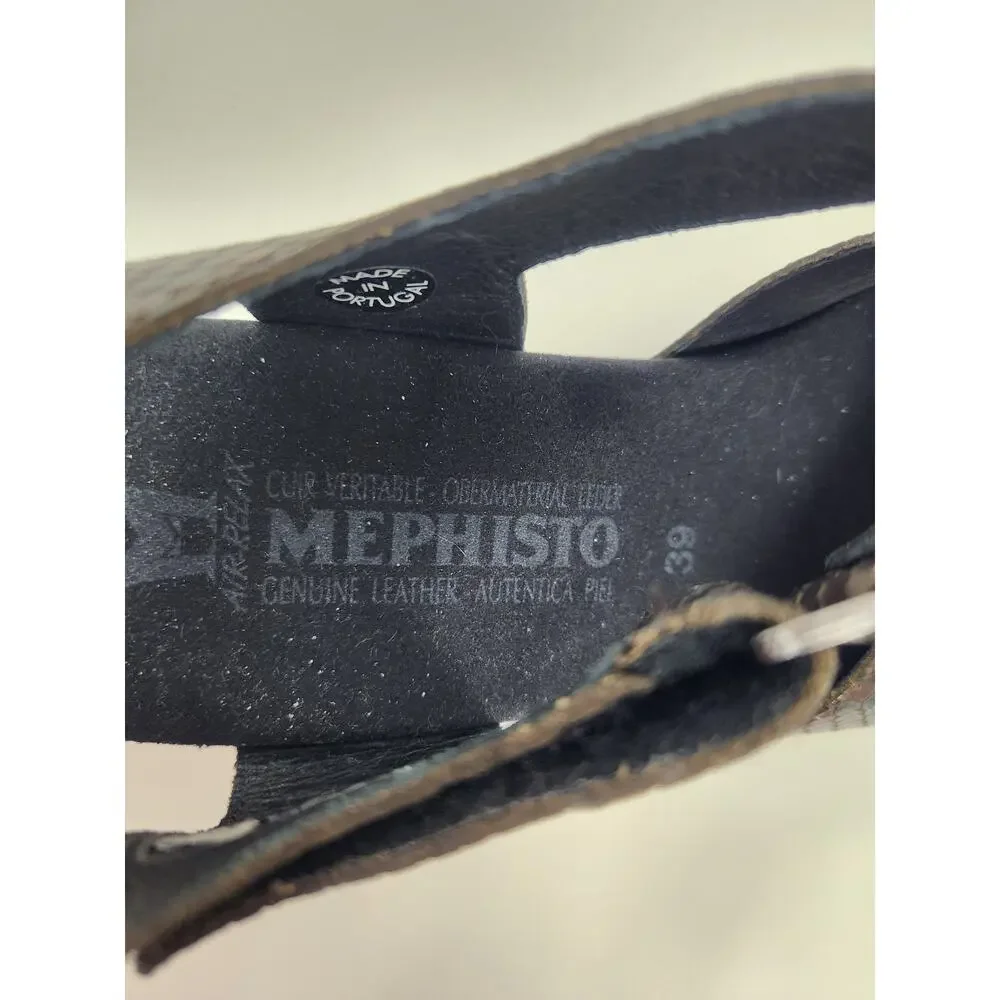 Mephisto Fulvia Sandal in Dark Brown Pythonmetal Size 9 Women Excellent Cond
